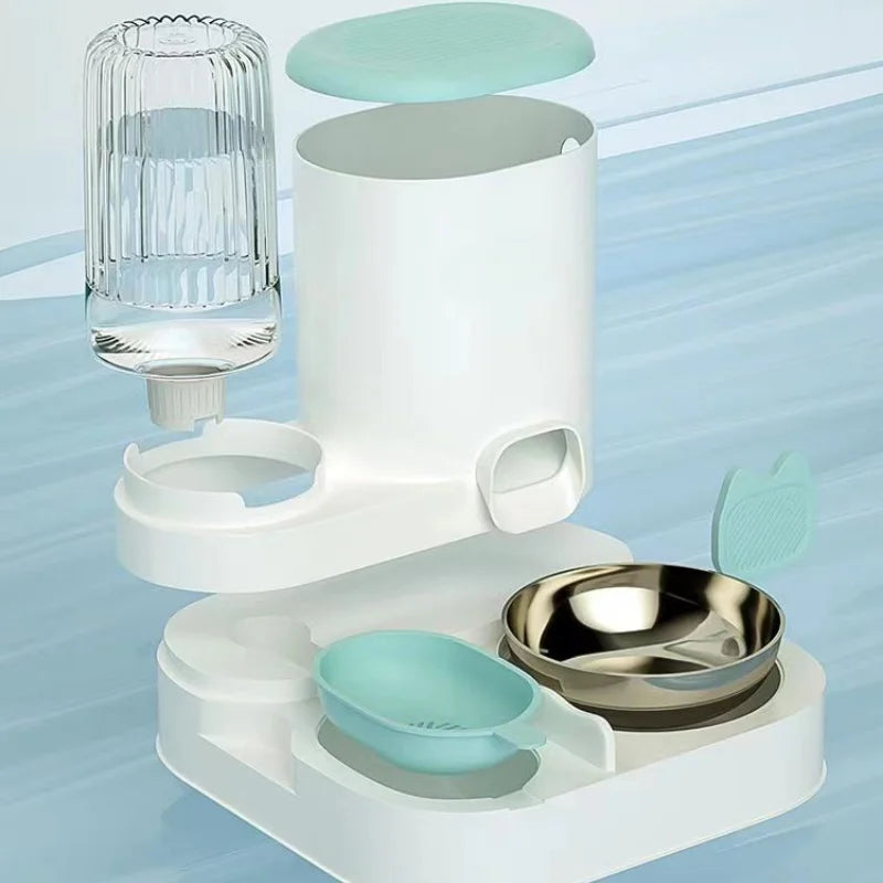 Automatischer Futter- und Wasserspender für Katzen und Hunde mit Edelstahl-Napf