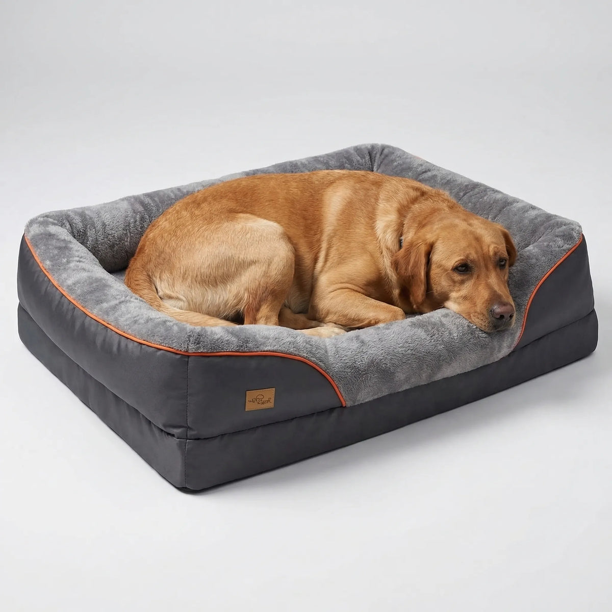 Orthopädisches Hundebett für grosse Rassen mit Schaumstoffkern und Nackenrolle