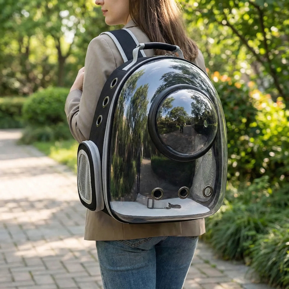 Haustierrucksack mit transparentem Blasenfenster und atmungsaktiver Belüftung