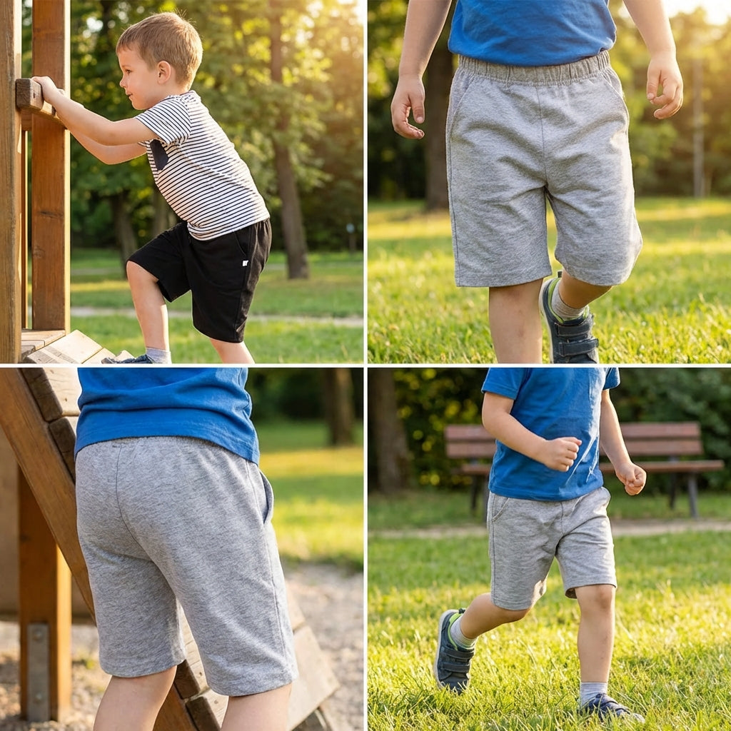 Freizeit-Shorts mit elastischem Bund knielang für Kinder