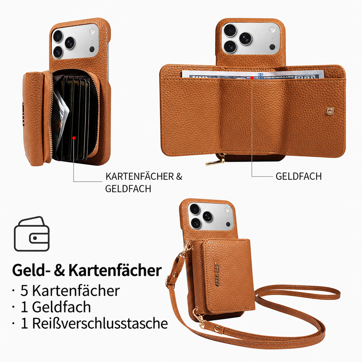 Camp Basel | Premium Leder Crossbody Wallet Handyhülle für iPhone