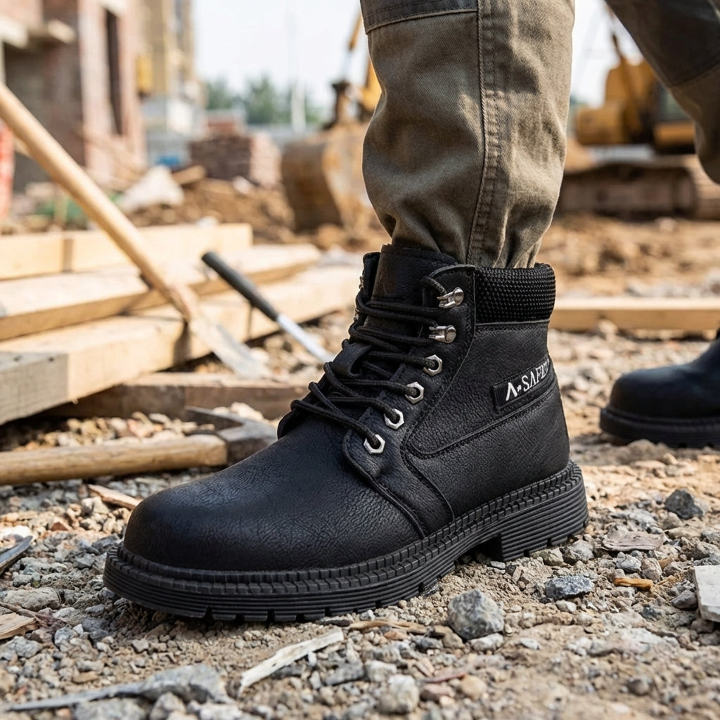 Hochschaft-Sicherheitsstiefel mit Zehenkappe und rutschfester Sohle