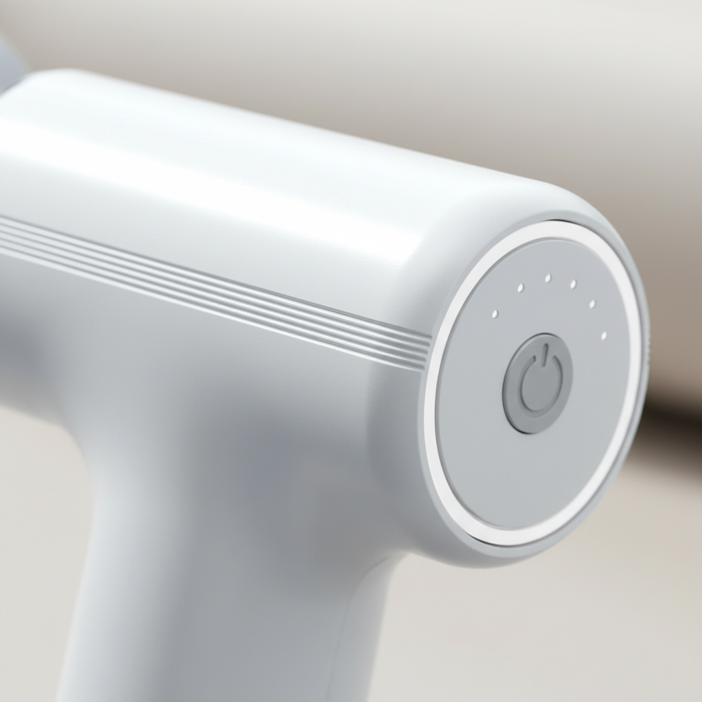 Tragbare kabellose Massagepistole mit vier Aufsätzen und LED-Kontrolle
