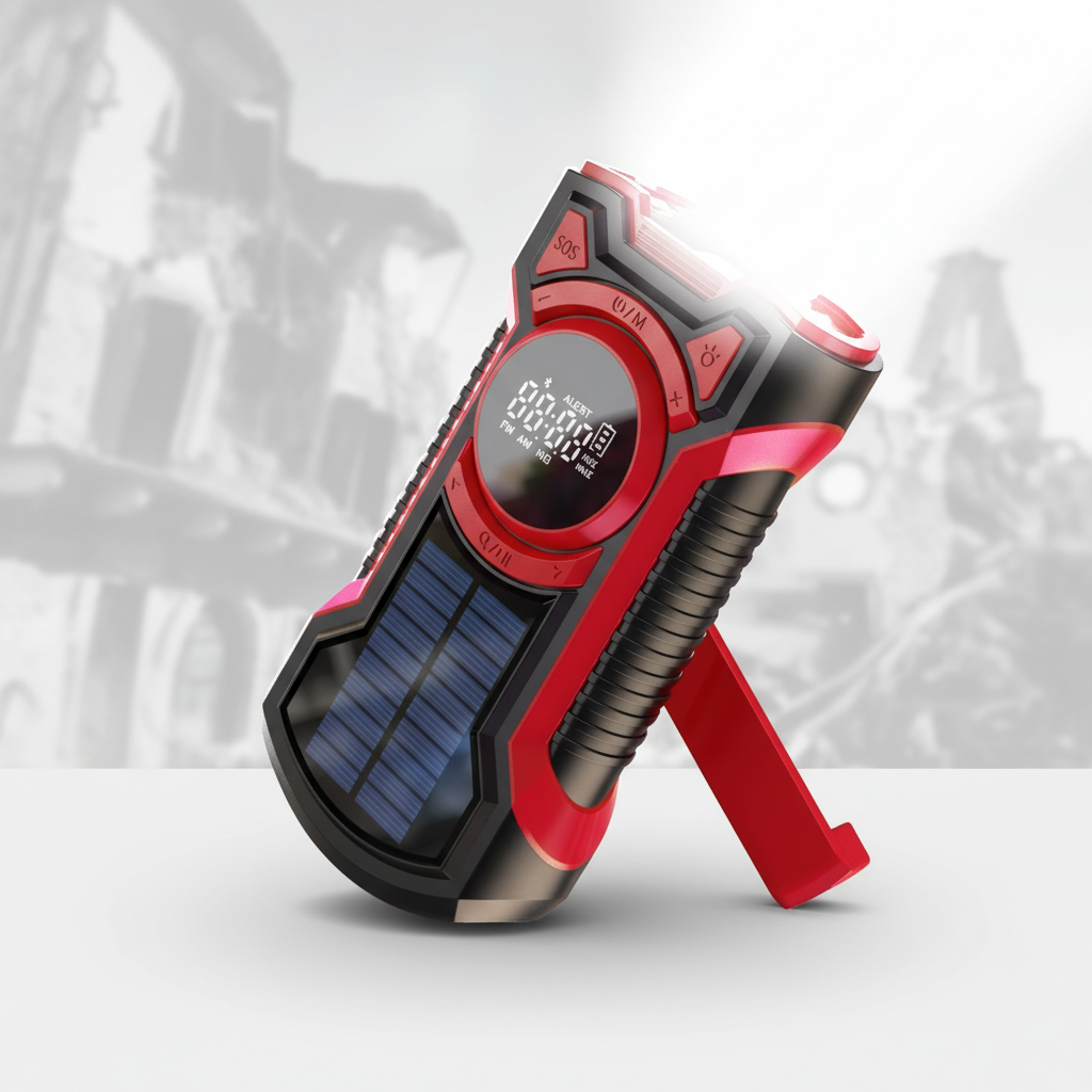 Notfallradio mit Solar-Panel, Handkurbel und SOS-Funktion