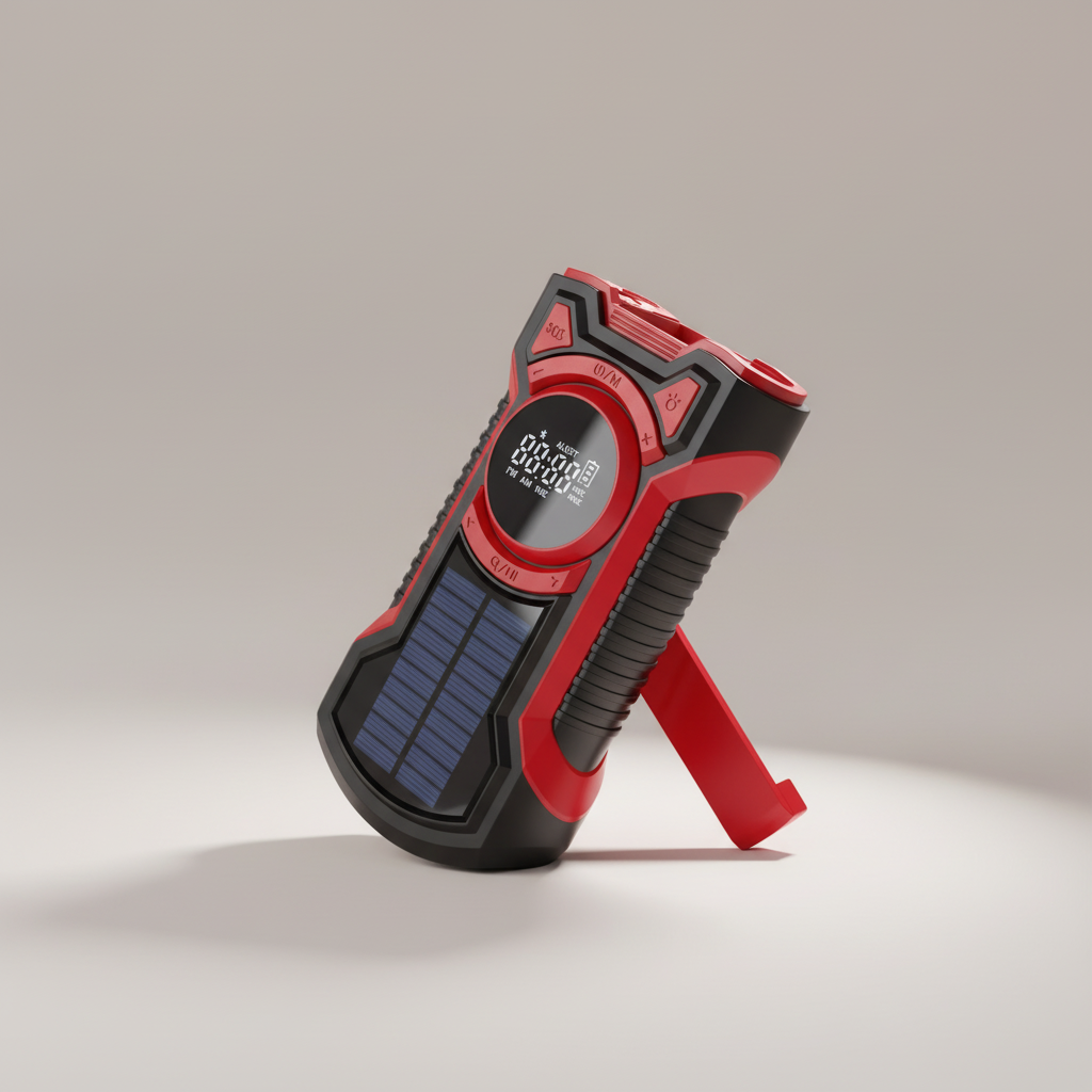 Notfallradio mit Solar-Panel, Handkurbel und SOS-Funktion
