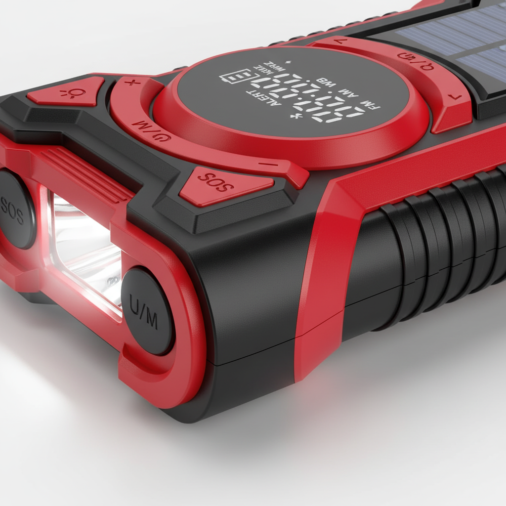Notfallradio mit Solar-Panel, Handkurbel und SOS-Funktion