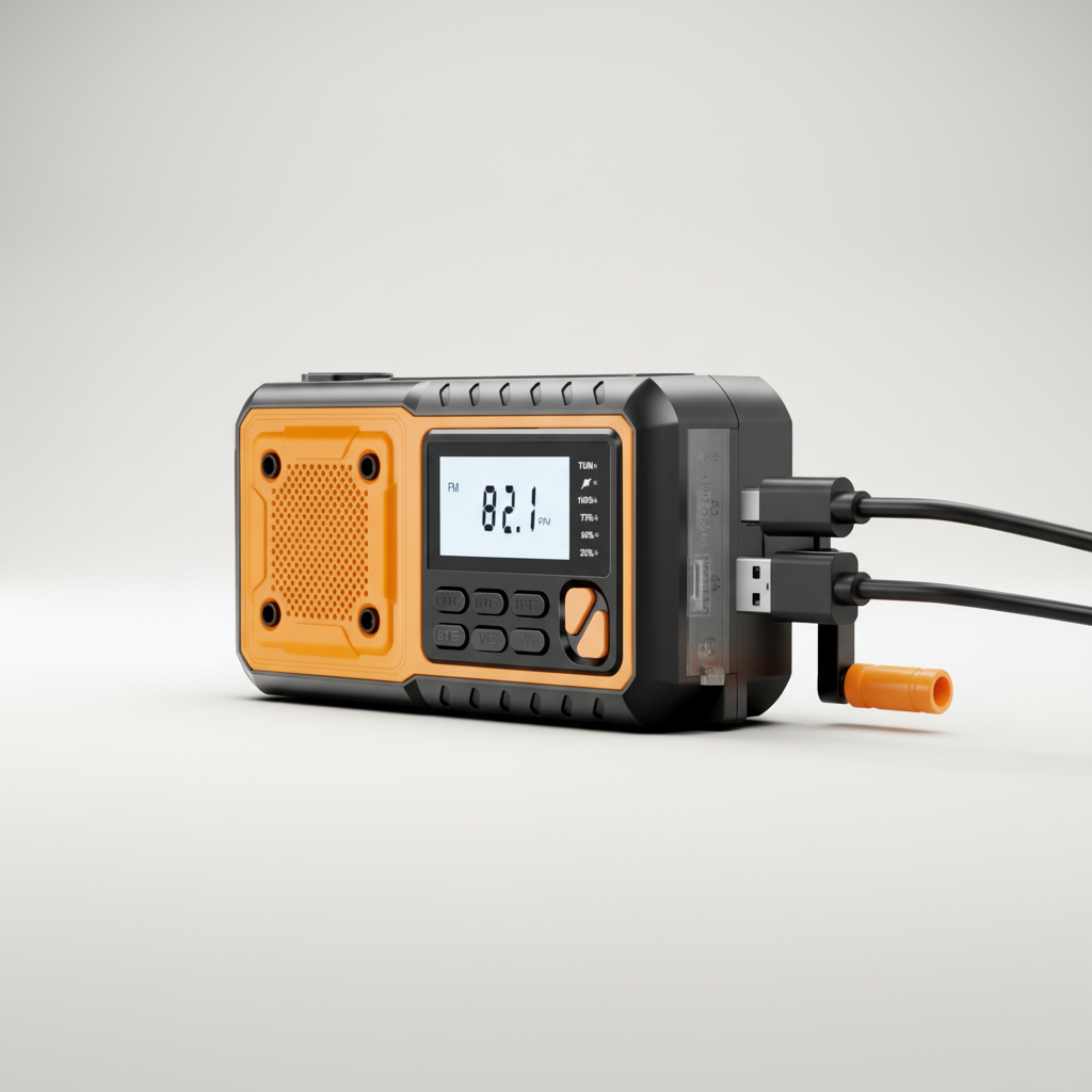 Handkurbel-Notfallradio mit Taschenlampe und Powerbank-Funktion