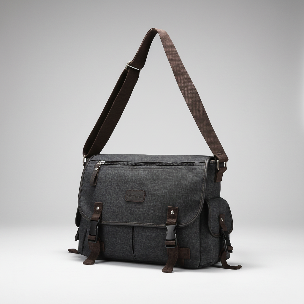 Retro Canvas Messenger-Tasche wasserabweisend mit Laptopfach