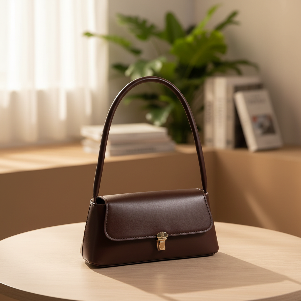 Retro Schultertasche mit Überschlag aus PU-Leder strukturiert