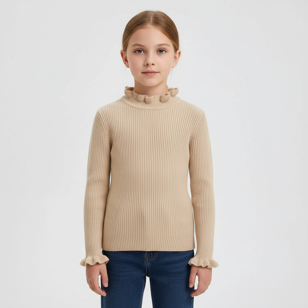 Kinder Rippstrick-Pullover mit Rollkragen Baumwolle warm Kleinkin
