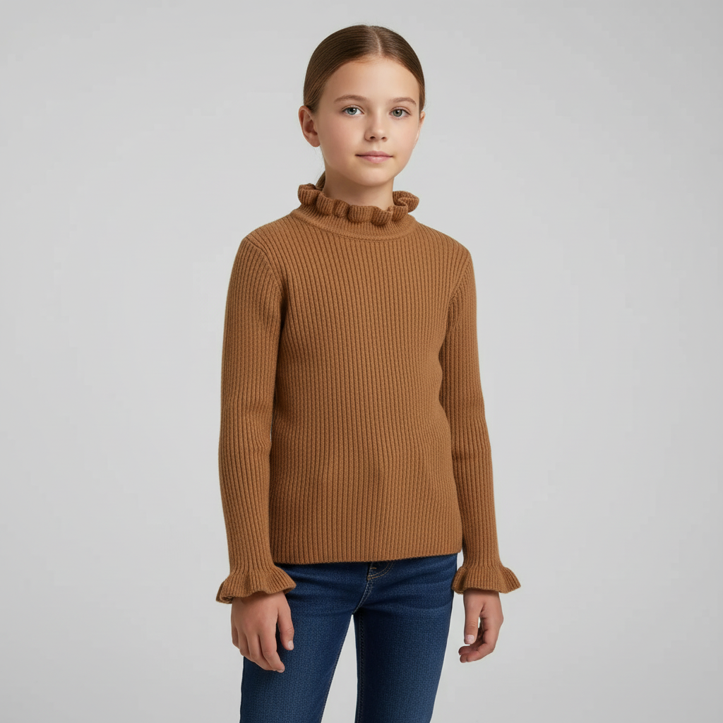 Kinder Rippstrick-Pullover mit Rollkragen Baumwolle warm Kleinkin