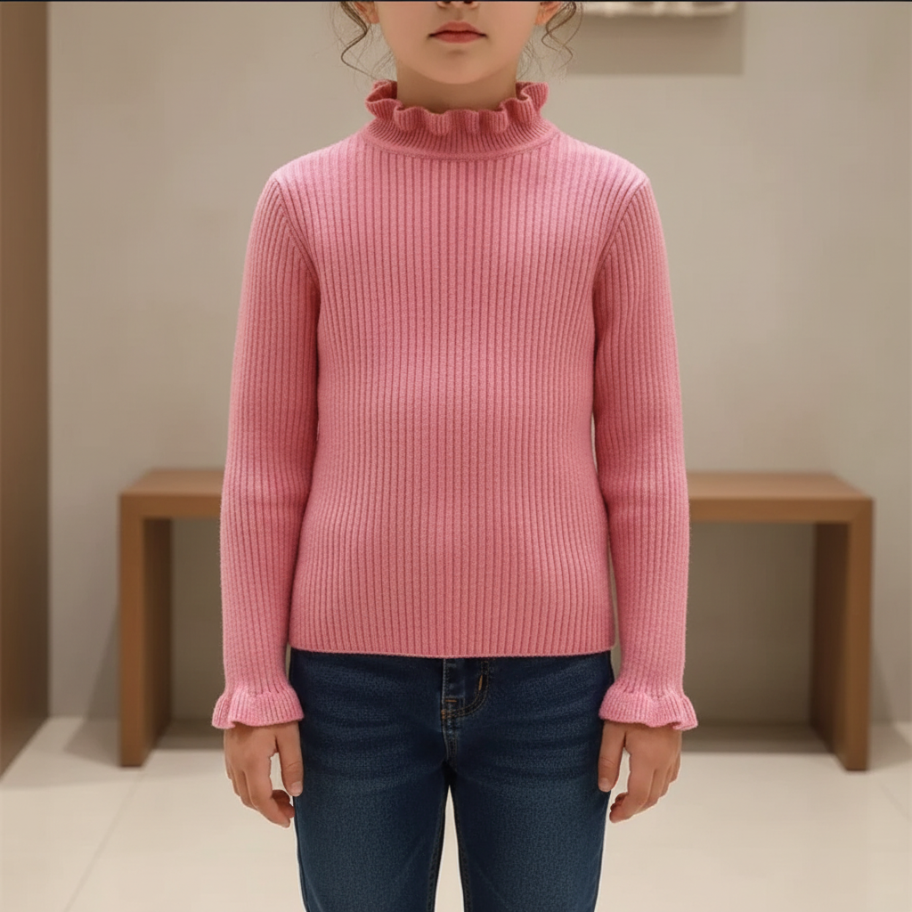 Kinder Rippstrick-Pullover mit Rollkragen Baumwolle warm Kleinkin