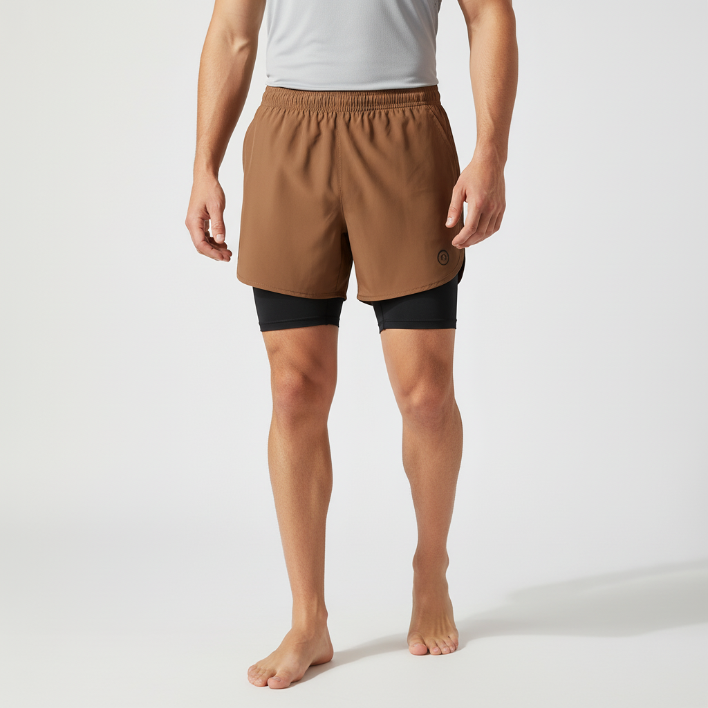 Zweilagige Herren Laufshorts schnelltrocknend mit Reissverschlusstasche und Reflektoren