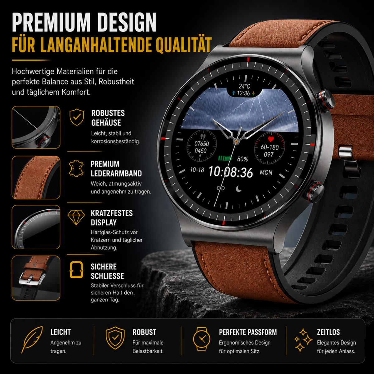 Camp Basel | Round HD Touchscreen Smartwatch  für Männer