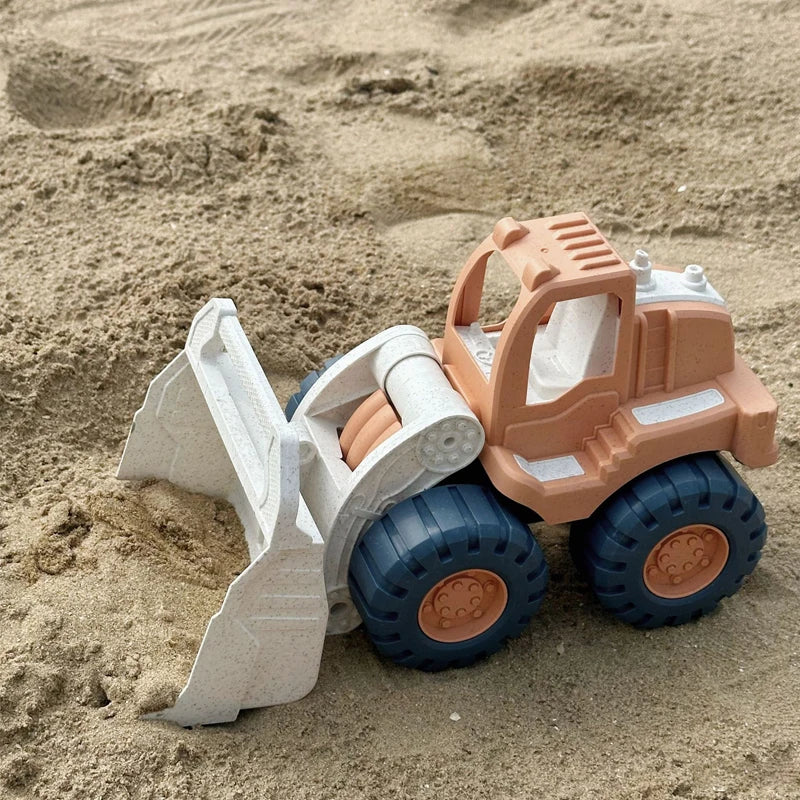 Sandspielzeug-Set für Kinder mit Bagger, Kran und Meerestier-Förmchen