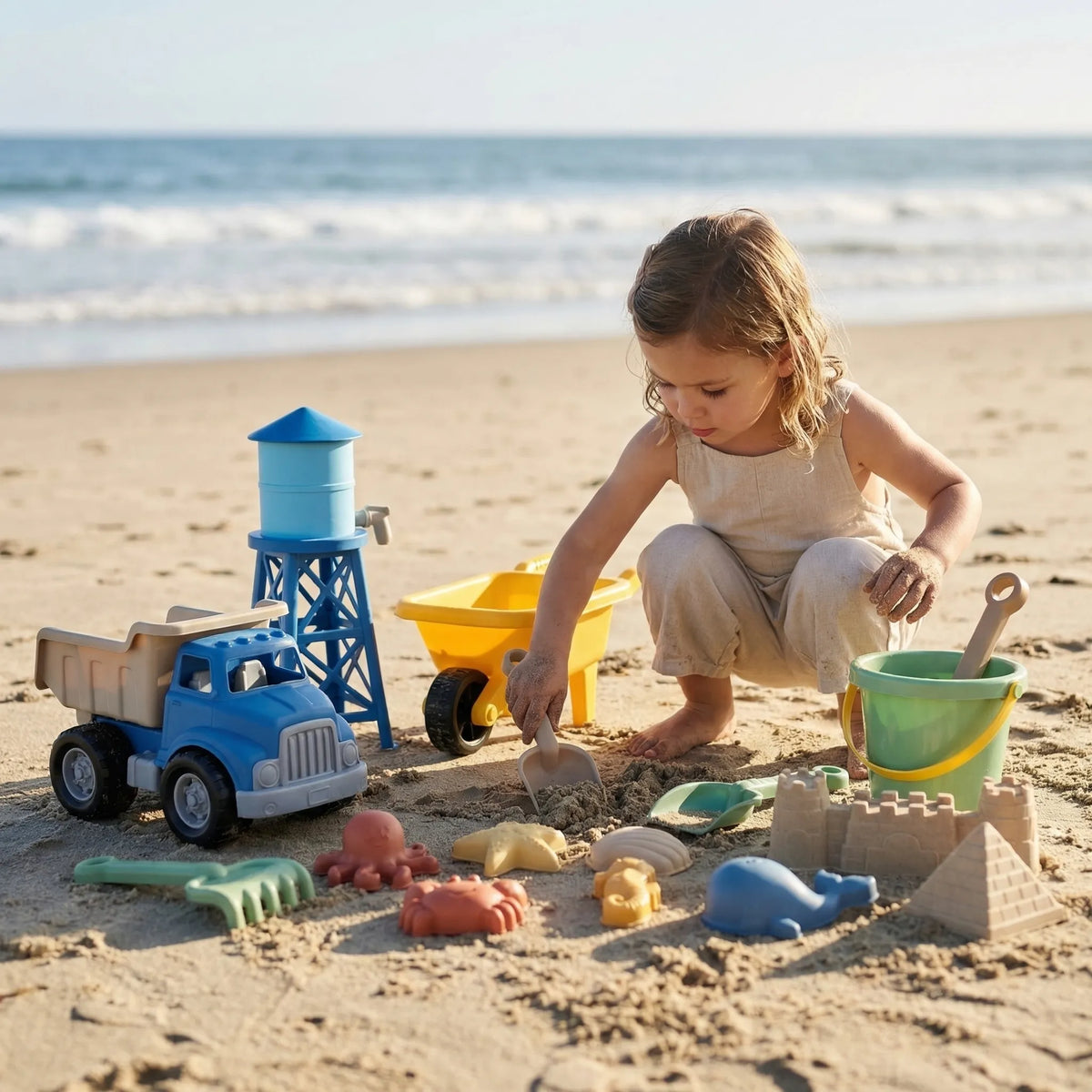 Mehrteiliges Strandspielset für Kinder mit Sandformen und Werkzeugen