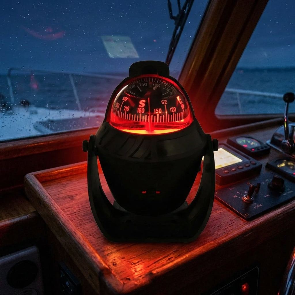 Drehbarer Schiffskompass mit LED-Beleuchtung für Nachtnavigation