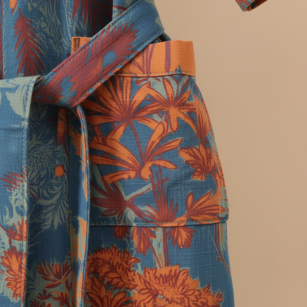 Leichter Kimono-Bademantel Kurzarm atmungsaktiv Knielänge