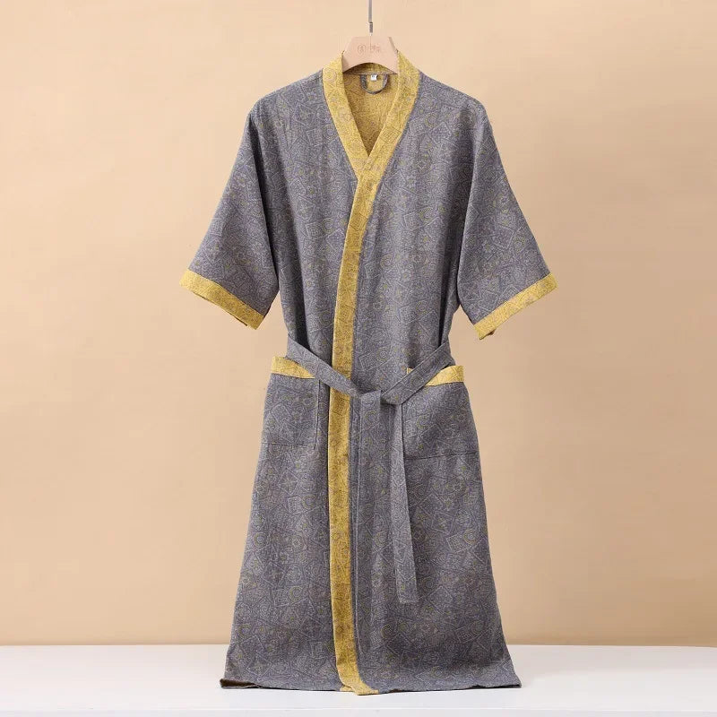 Leichter Kimono-Bademantel Kurzarm atmungsaktiv Knielänge