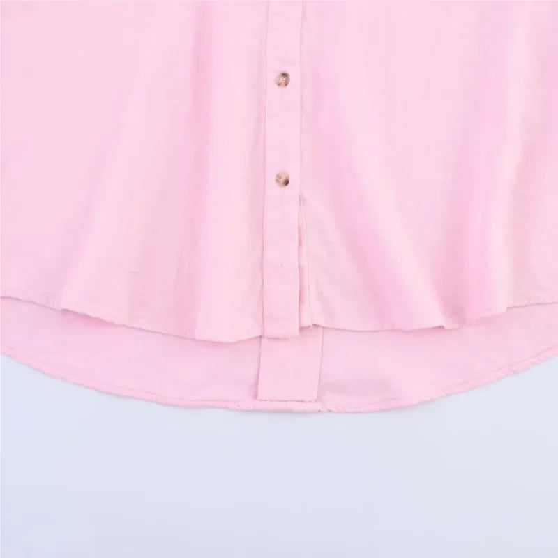 Bluse mit weiten Ärmeln und asymmetrischem Saum Johnny-Kragen Knopfleiste