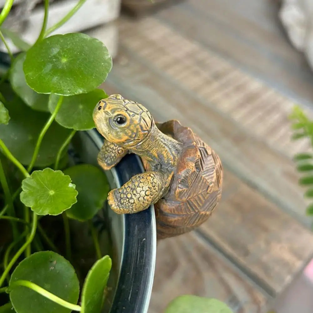 Miniatur-Schildkröten-Figur Topfrandklammer naturgetreue Dekoration