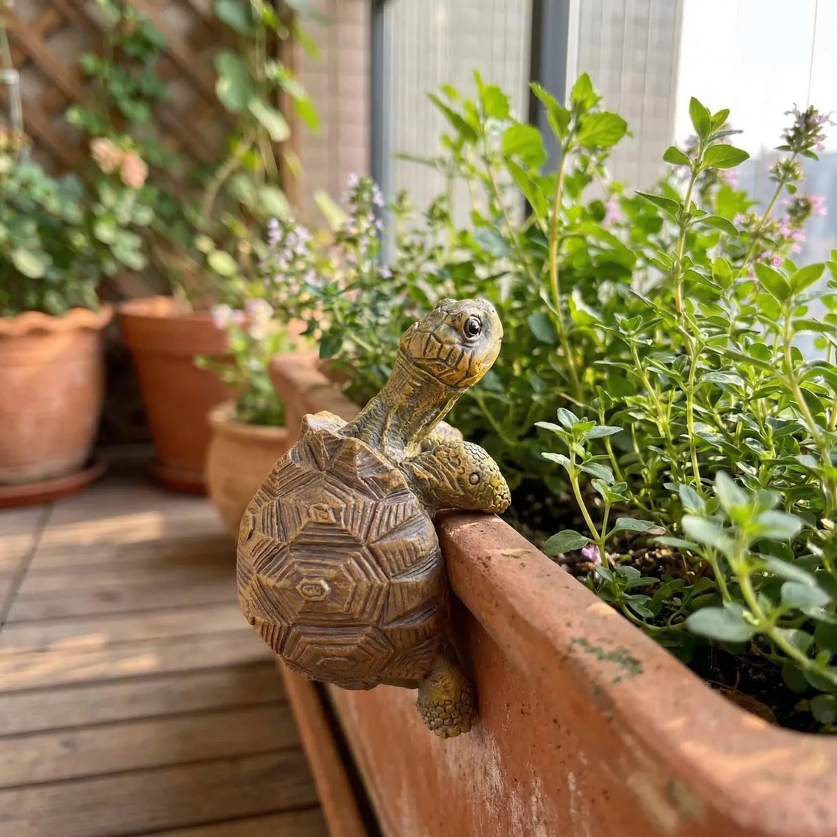 Miniatur-Schildkröten-Figur Topfrandklammer naturgetreue Dekoration