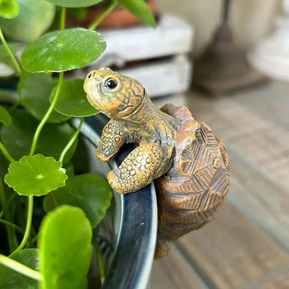 Miniatur-Schildkröten-Figur Topfrandklammer naturgetreue Dekoration