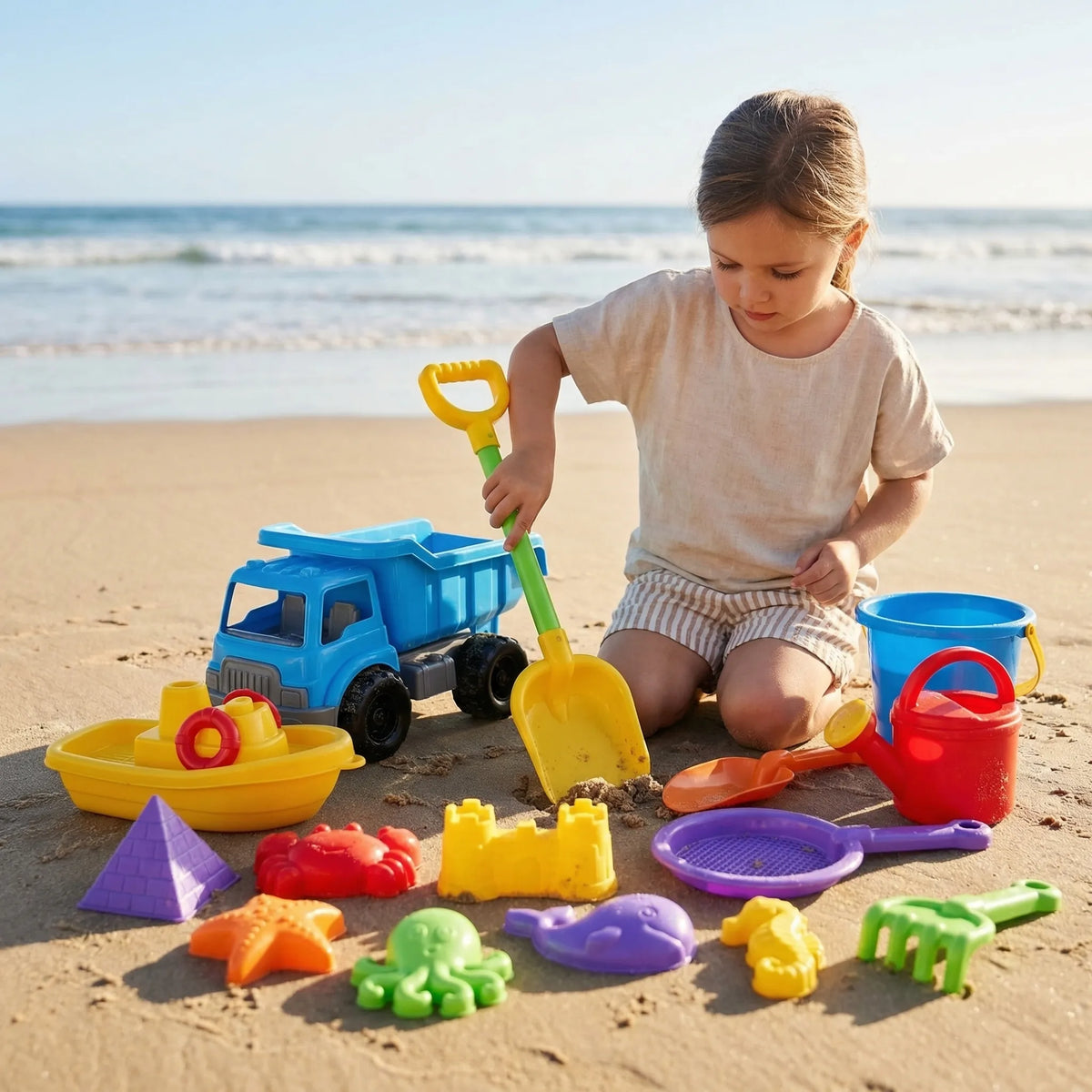 15-teiliges Strandspielzeug Set für Kinder mit Sandformen und Schaufel