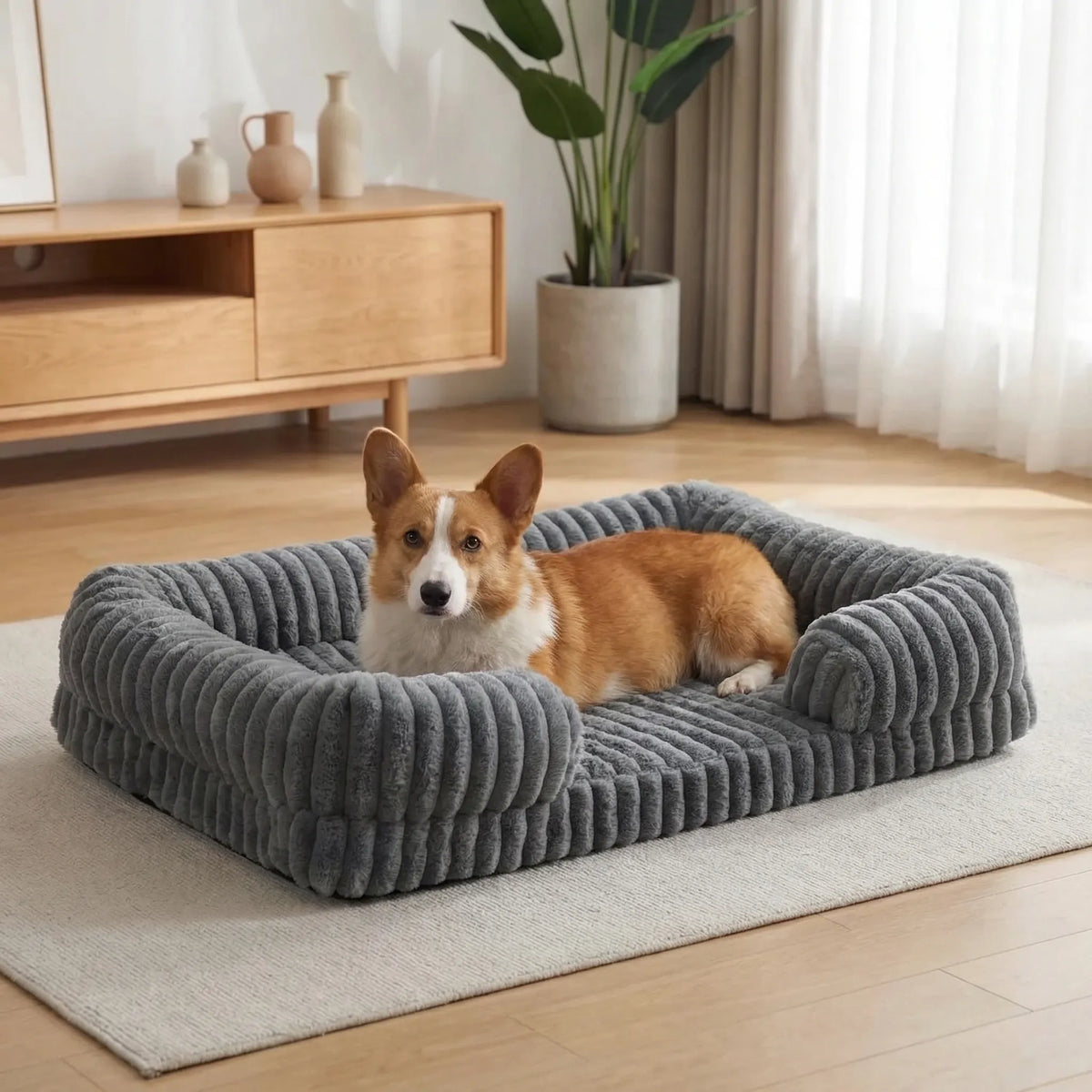 Orthopädisches Hundebett im Sofa-Stil mit Memory-Schaum und Plüschbezug