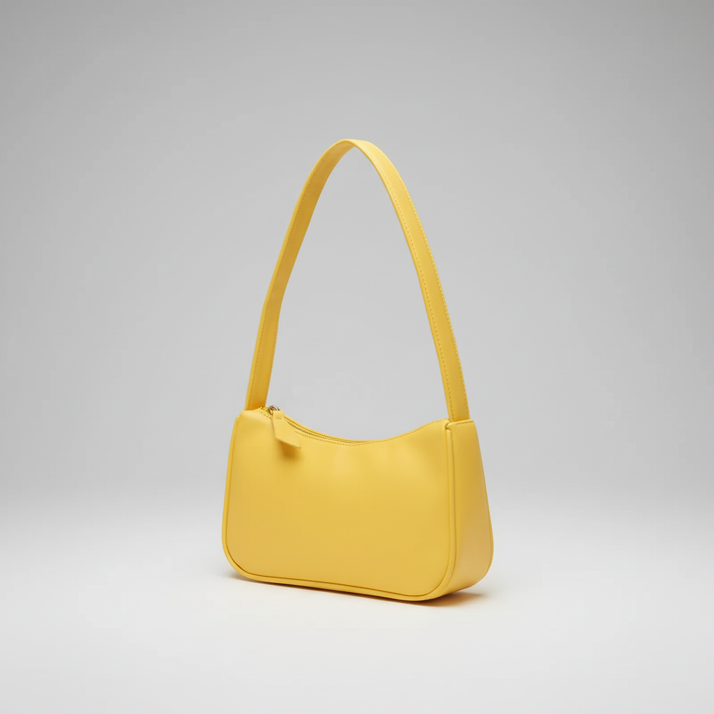 Kleine Schultertasche Kunstleder Baguette-Form strukturiert