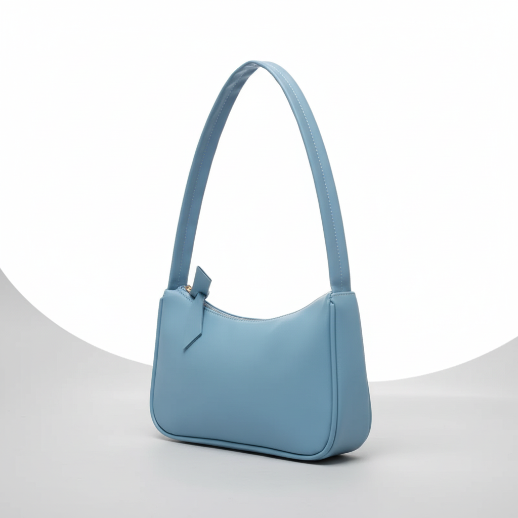Kleine Schultertasche Kunstleder Baguette-Form strukturiert