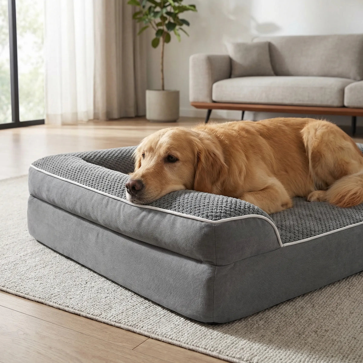 Orthopädisches Hundebett im Sofa-Stil für grosse Hunde mit waschbarem Bezug