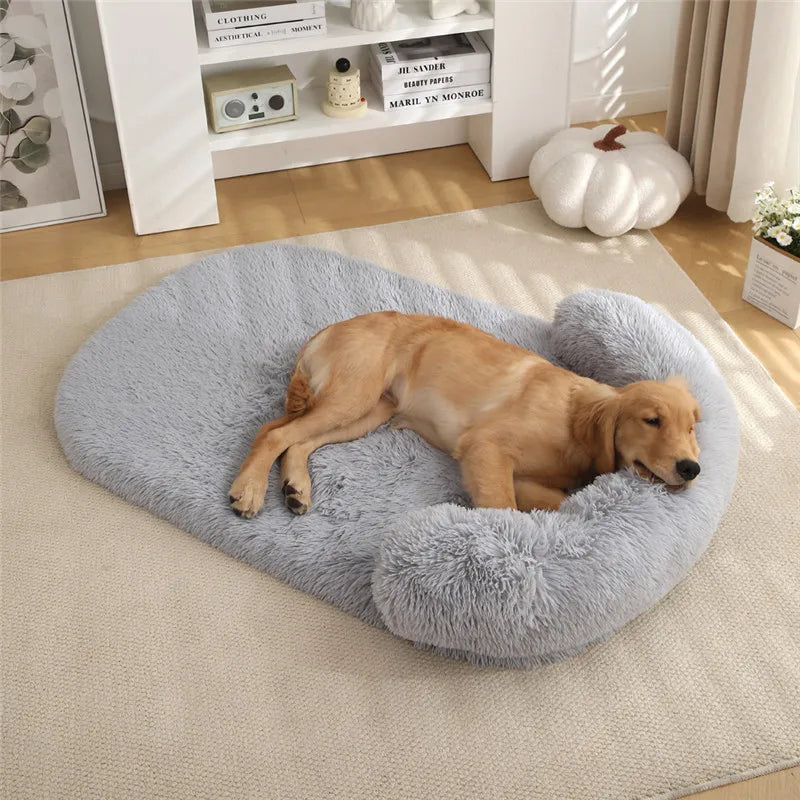 Orthopädisches Hundebett aus Eierschaum mit Plüschbezug und Sofa-Rand