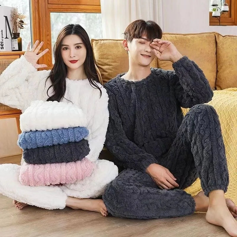 Herrenpyjama Strick Winter warm gemütlich lockerer Schnitt