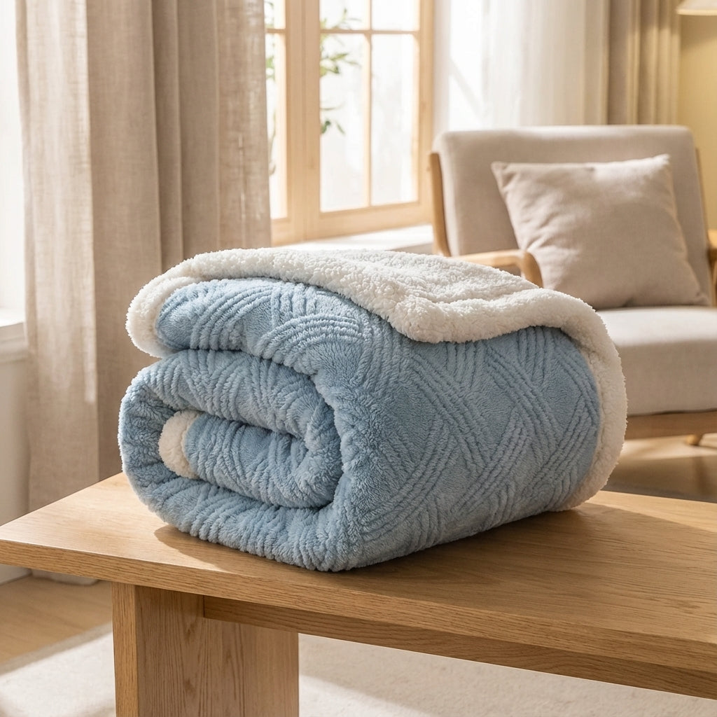 Verdickte Wurfdecke Winter Plüsch wendbares Design gemütlich warm