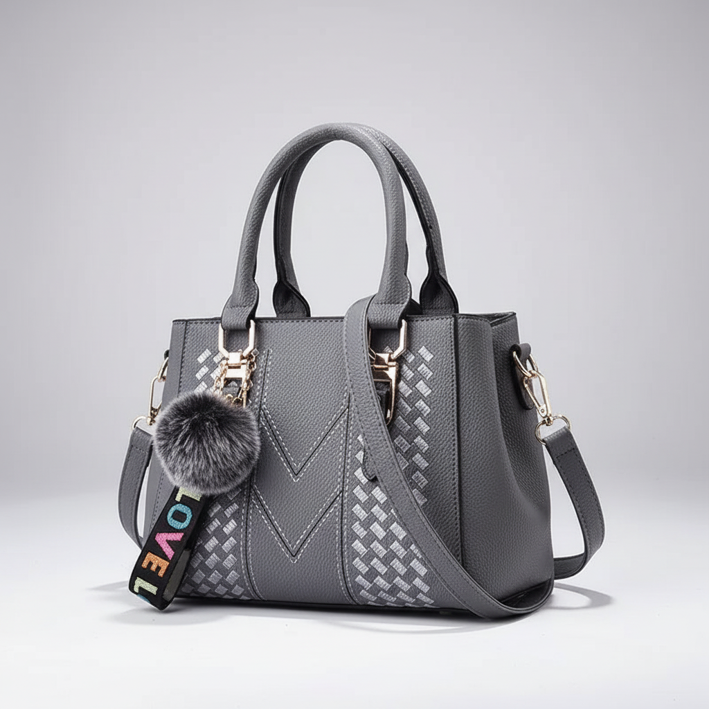 Satchel-Tasche PU-Leder Soft-Grain mit abnehmbarem Crossbody-Gurt