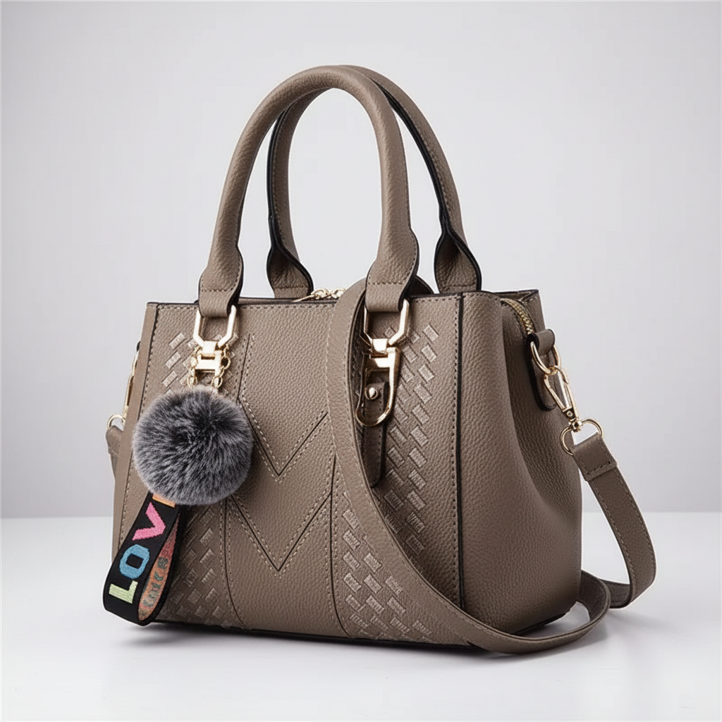 Satchel-Tasche PU-Leder Soft-Grain mit abnehmbarem Crossbody-Gurt
