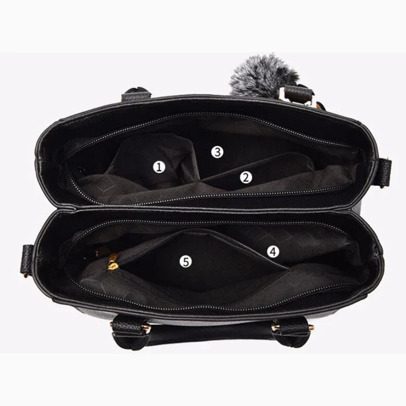 Satchel-Tasche PU-Leder Soft-Grain mit abnehmbarem Crossbody-Gurt