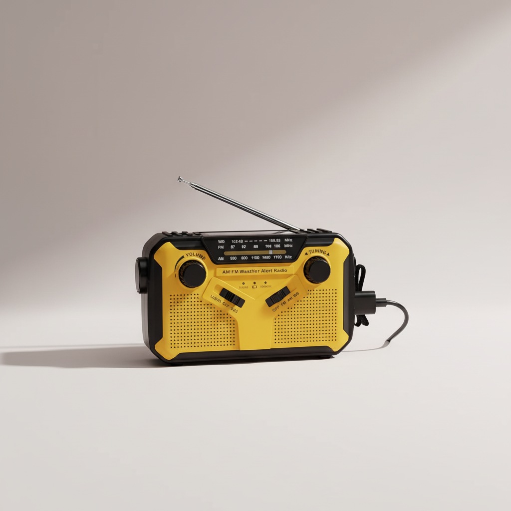 Notfallradio mit Handkurbel, Solarpanel und LED-Taschenlampe