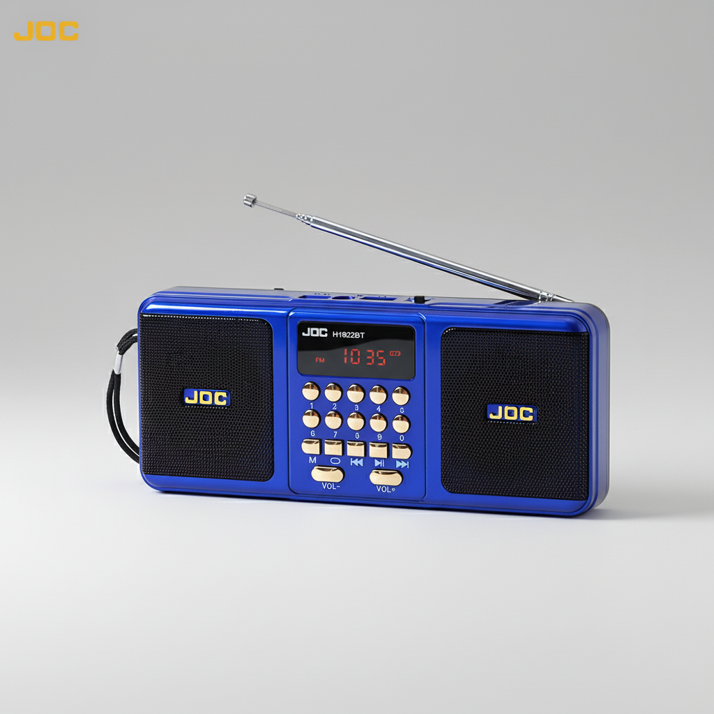 Tragbarer aufladbarer Radioempfänger mit Doppel-Lautsprecher und Bluetooth-Streaming