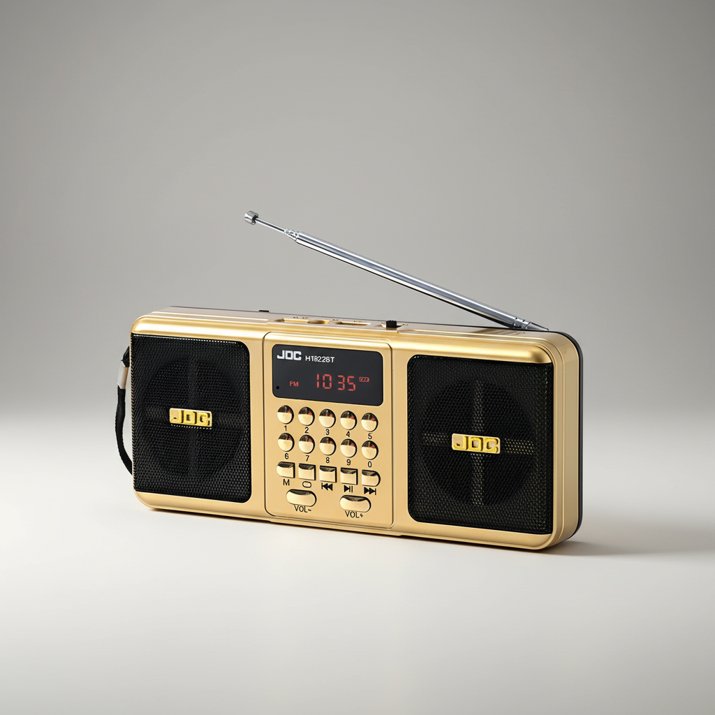 Tragbarer aufladbarer Radioempfänger mit Doppel-Lautsprecher und Bluetooth-Streaming