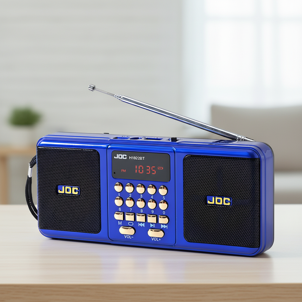 Tragbarer aufladbarer Radioempfänger mit Doppel-Lautsprecher und Bluetooth-Streaming