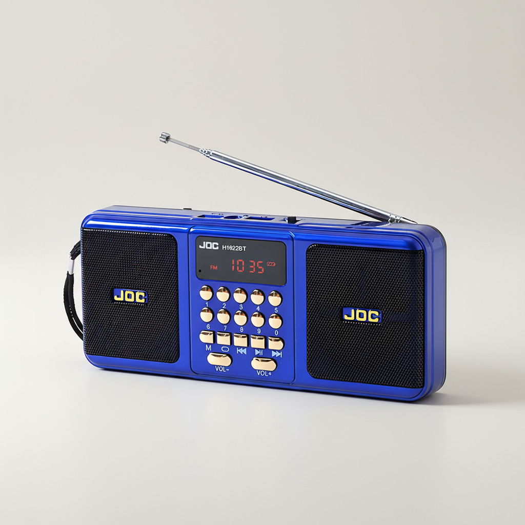 Tragbarer aufladbarer Radioempfänger mit Doppel-Lautsprecher und Bluetooth-Streaming
