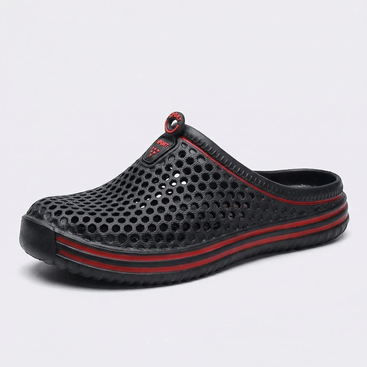 Leichte Slip-On Badesandalen mit perforiertem Obermaterial für Strand und Pool
