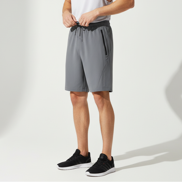 Herren Sportshorts schnelltrocknend atmungsaktiv mit Reissverschlusstaschen