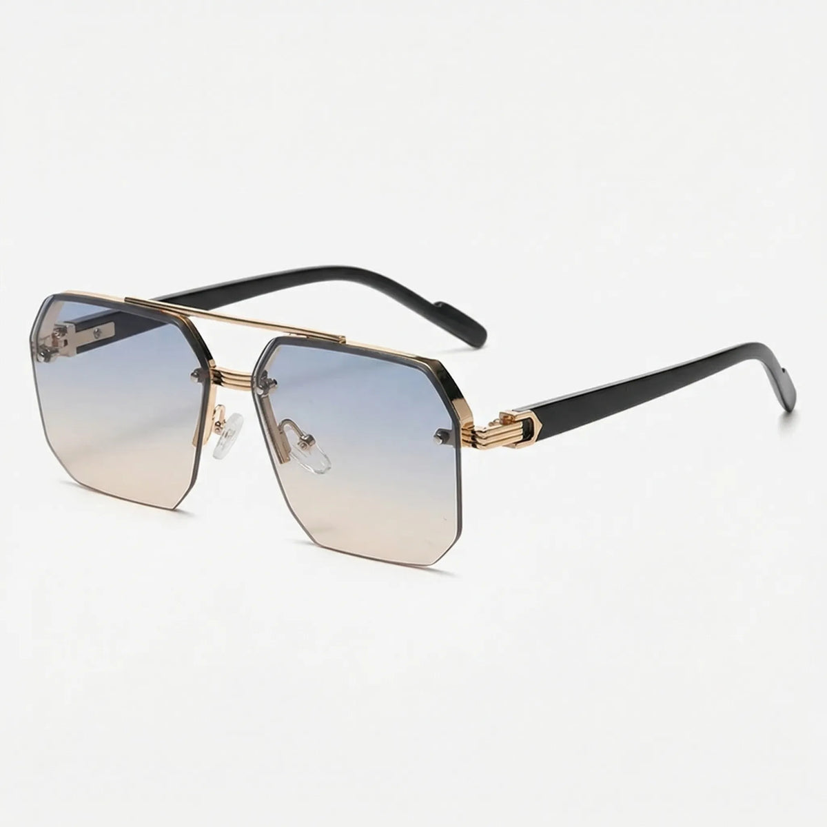 Quadratische Herren-Sonnenbrille Halbrahmen Farbverlauf Retro-Design