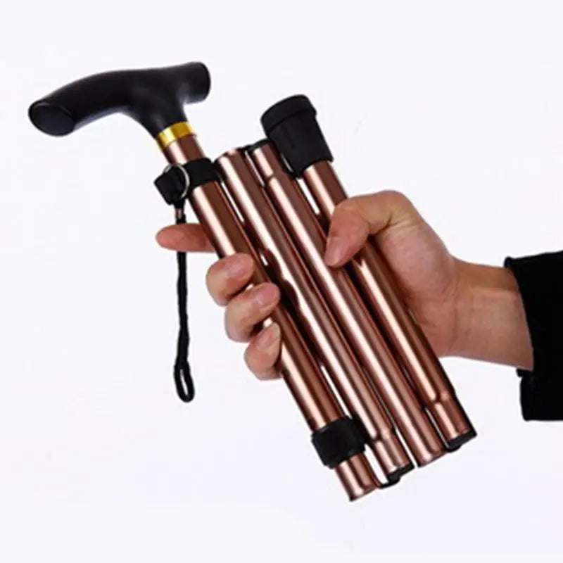 Faltbarer Teleskop-Gehstock mit ergonomischem Gummi-T-Griff und Höhenverstellung