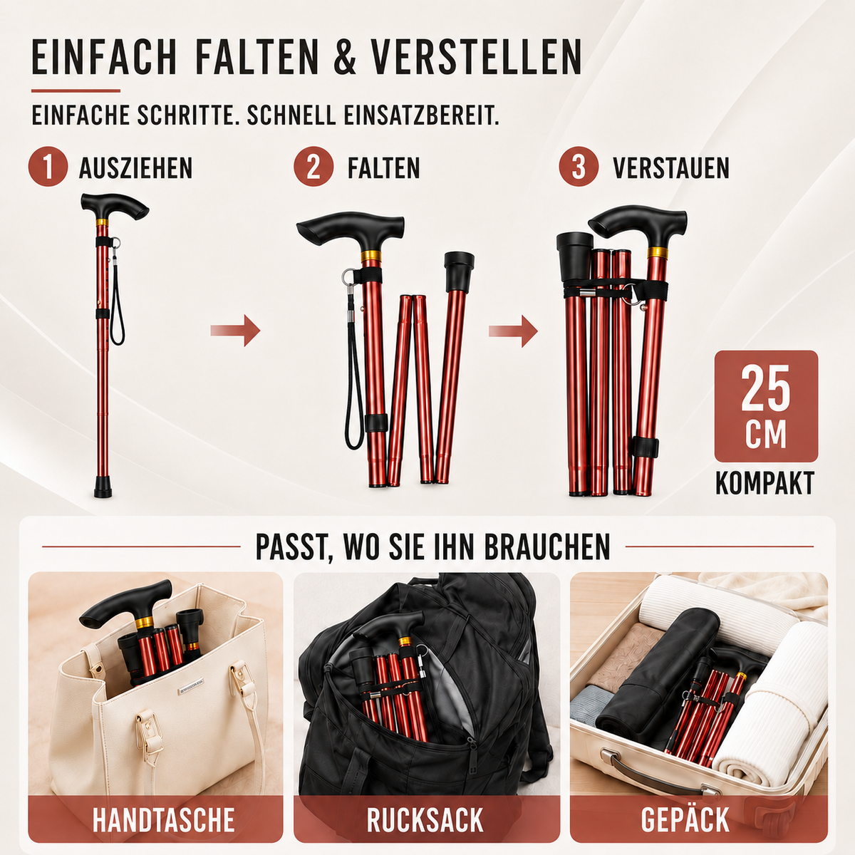 Camp Basel | StrideFold Teleskop-Gehstock faltbar