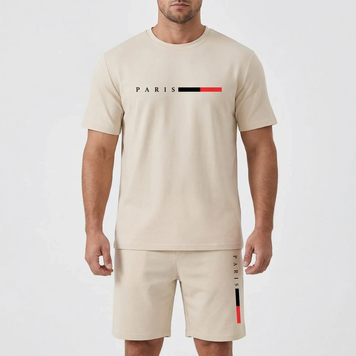 Herren-Trainingsanzug Mesh atmungsaktiv leicht Kurzarm Rundhals