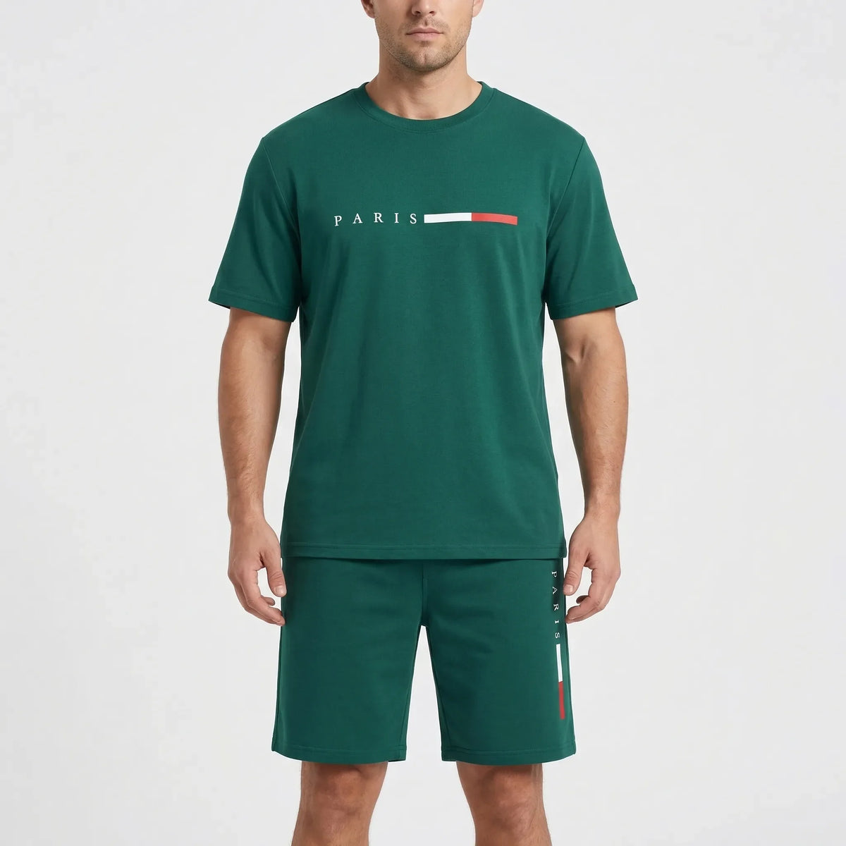 Herren-Trainingsanzug Mesh atmungsaktiv leicht Kurzarm Rundhals